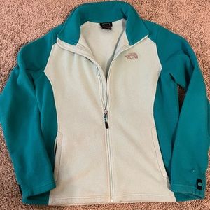 North Face zip up sweater in sage green